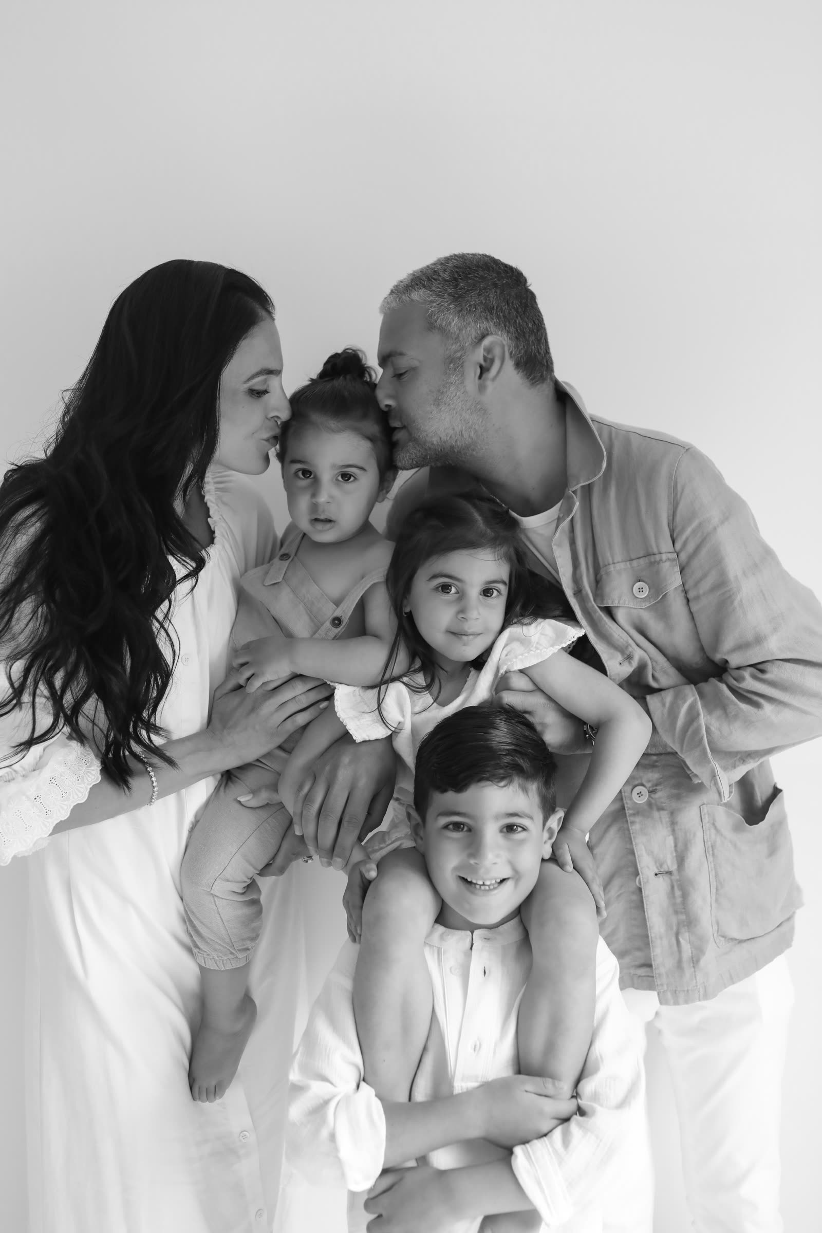 Family portrait in black and white